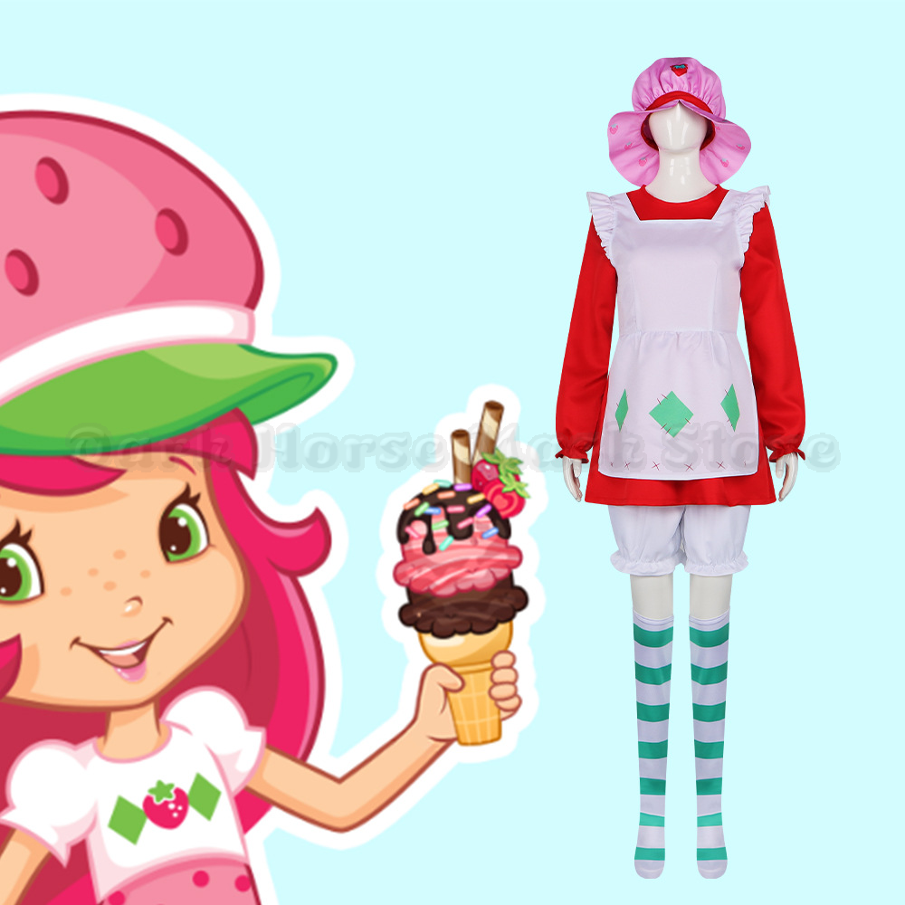 Anime Cosplay Dress For Women - Vintage Strawberry Shortcake Cosplay Costume 1980