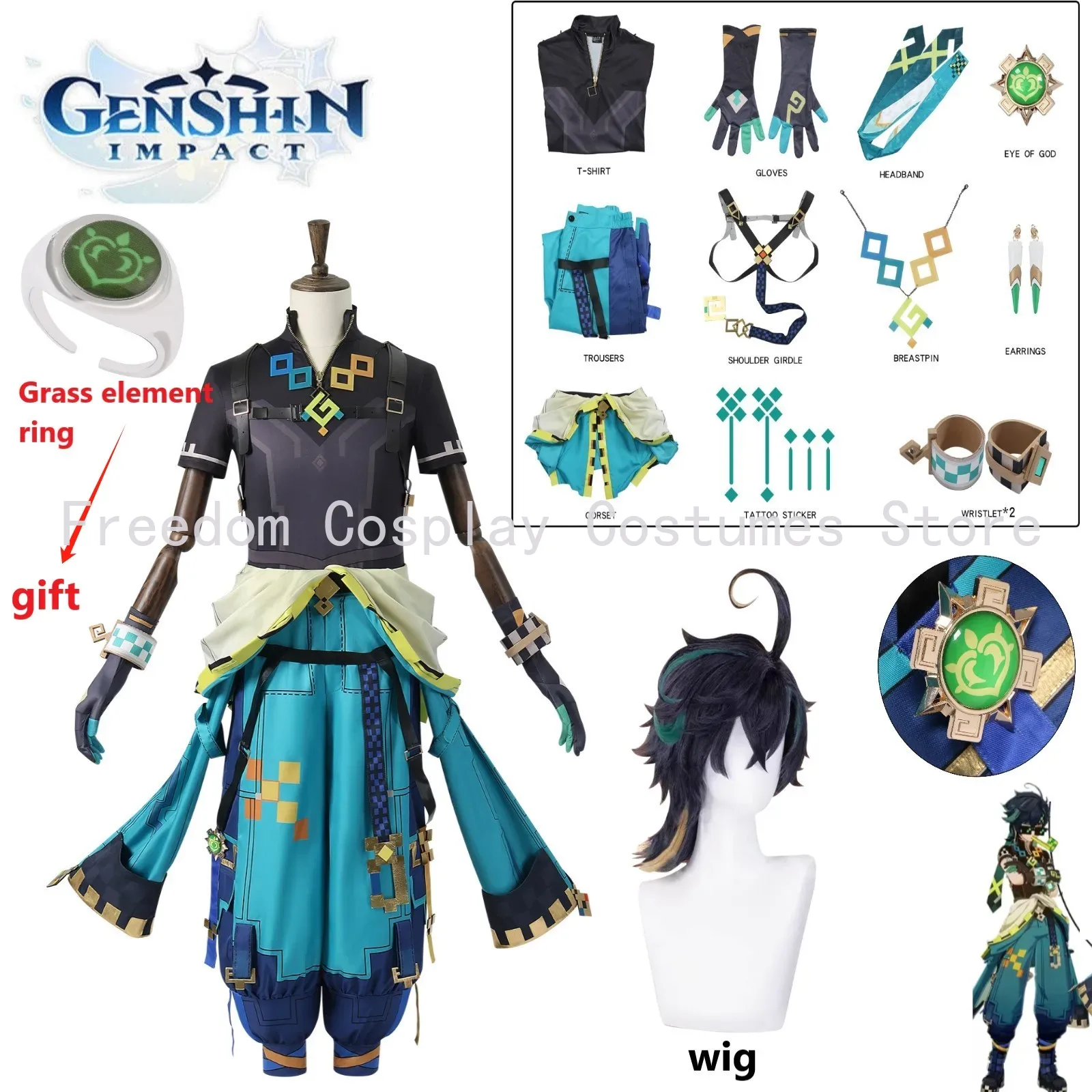 Cosplay Anime Top - Game Genshin Impact Kinich Cosplay Costume
