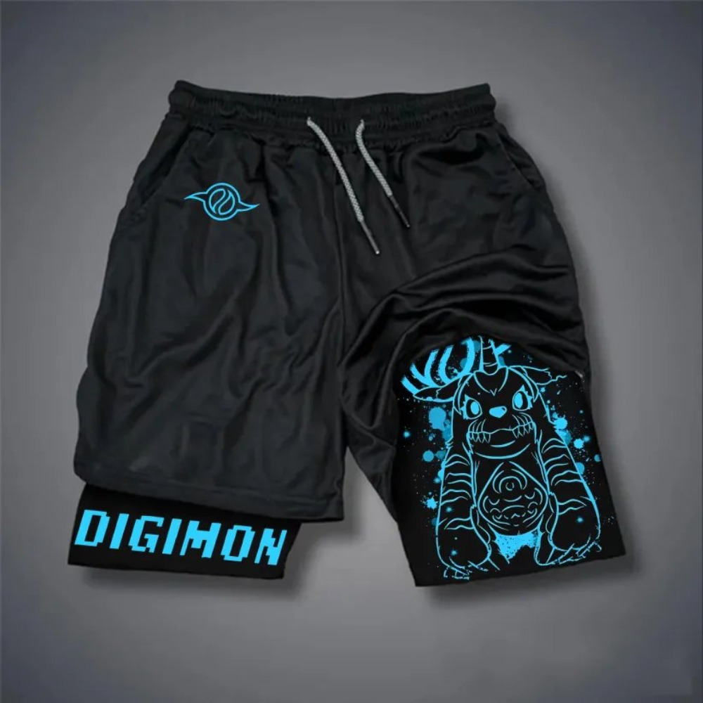 Anime Cosplay Duo - Digimon Men's Double Shorts SkullGreymon Japanese