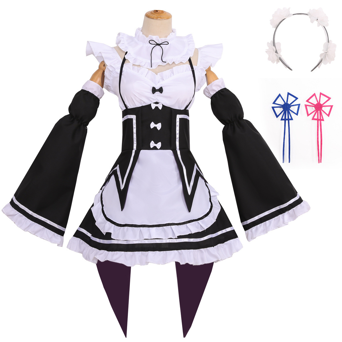 Anime Re Zero Rem Cosplay Cost - Re Zero Rem Wig 评论和价格