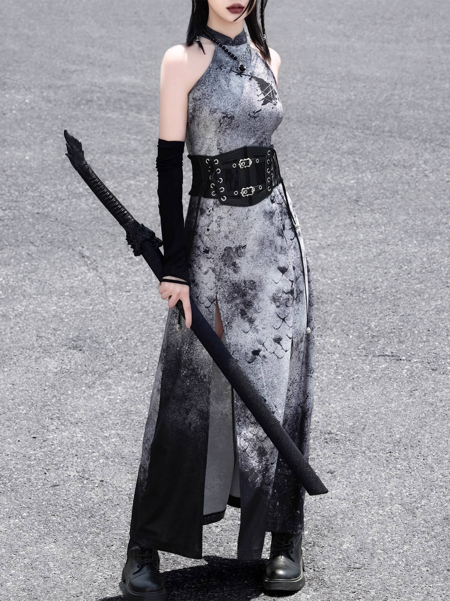 New Chinese Style Dark Grey Wa - Anime Cosplay Dress For Women 评论和价格