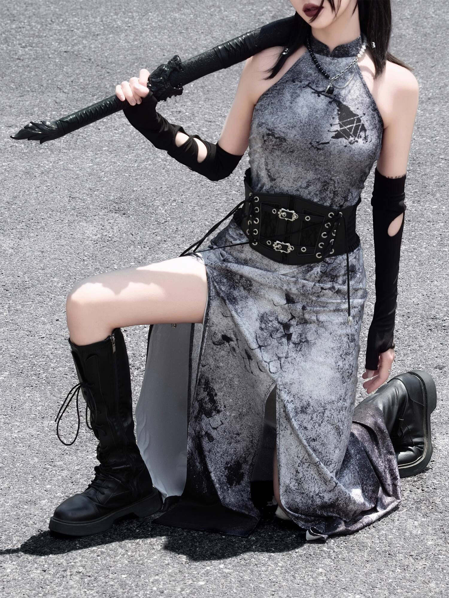 New Chinese Style Dark Grey Wa - Anime Cosplay Dress For Women 评论和价格