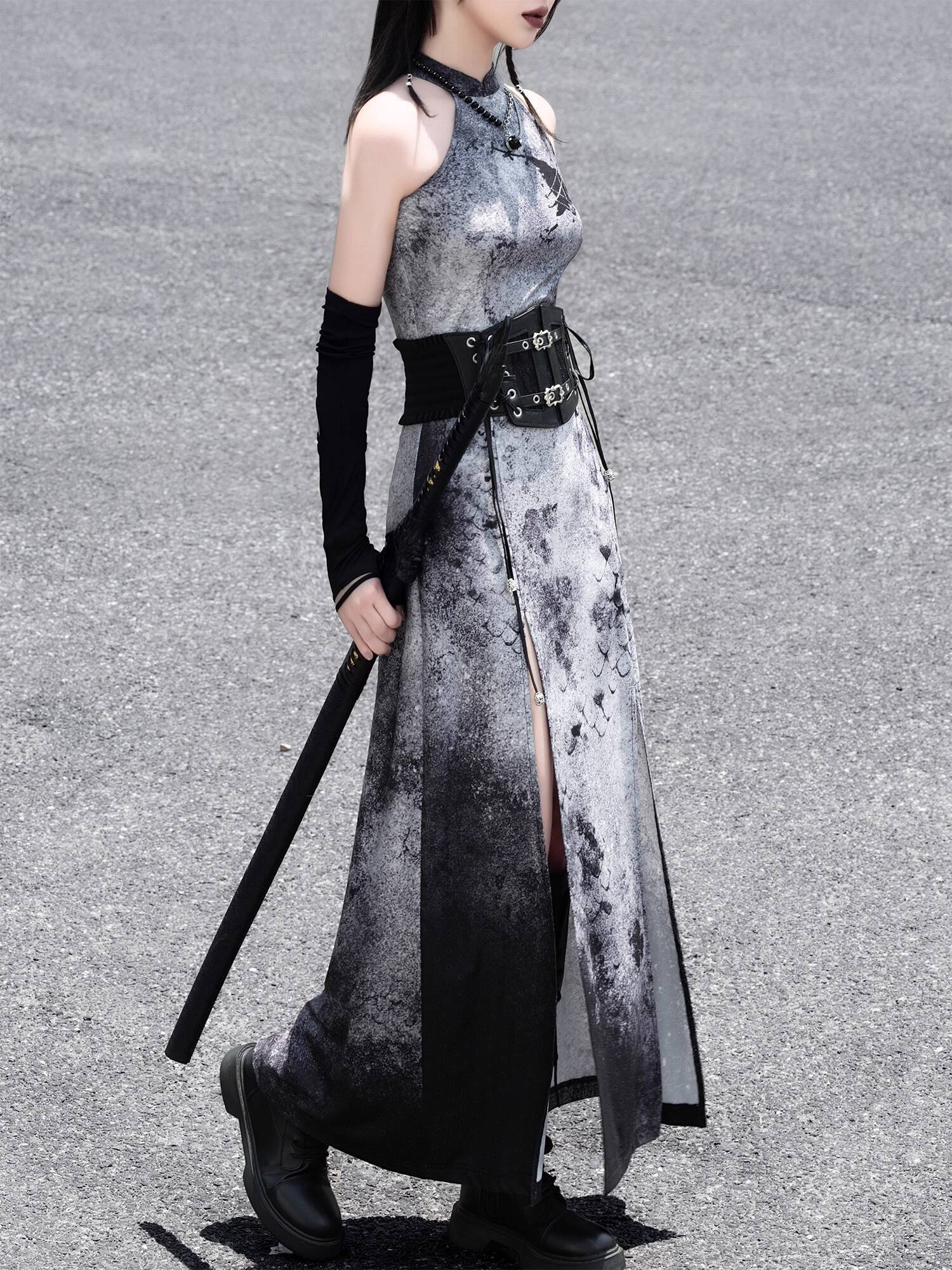 New Chinese Style Dark Grey Wa - Anime Cosplay Dress For Women 评论和价格