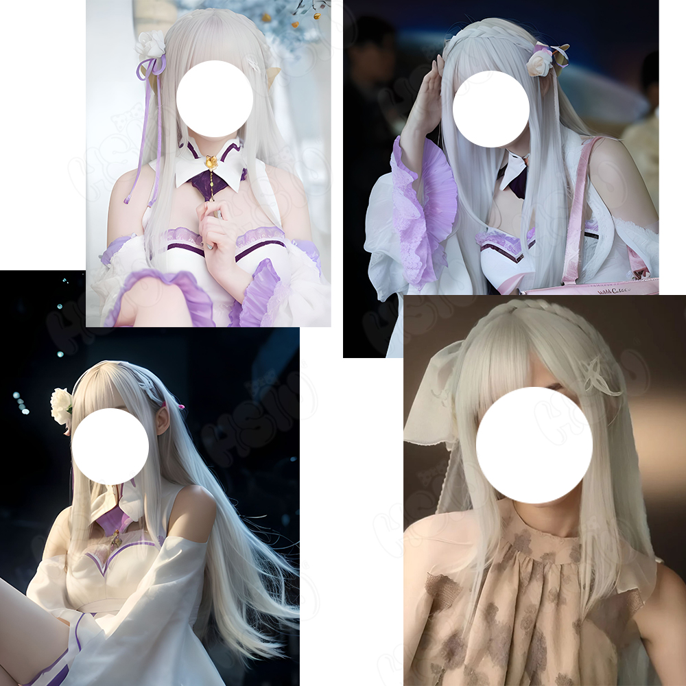 Emilia Cosplay Wig Fiber synth - Re Zero Rem Wig 评论和价格