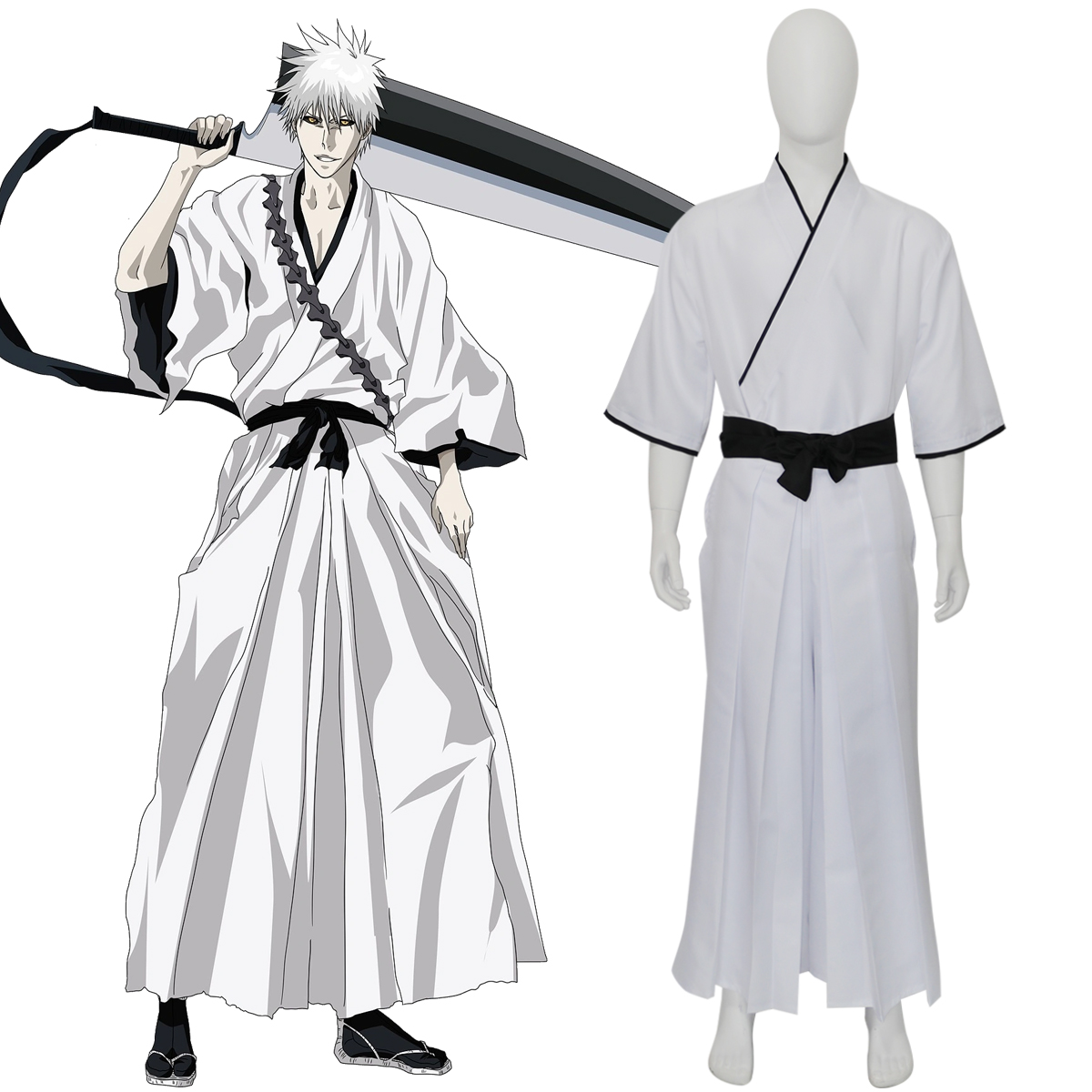 Bleach Zangetsu Hollow Ichigo  - Anime Cosplay Kimono 评论和价格