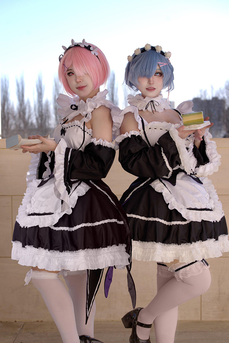 Anime Ram Rem Lolita Meid Cosp - Re Zero Rem Wig 评论和价格