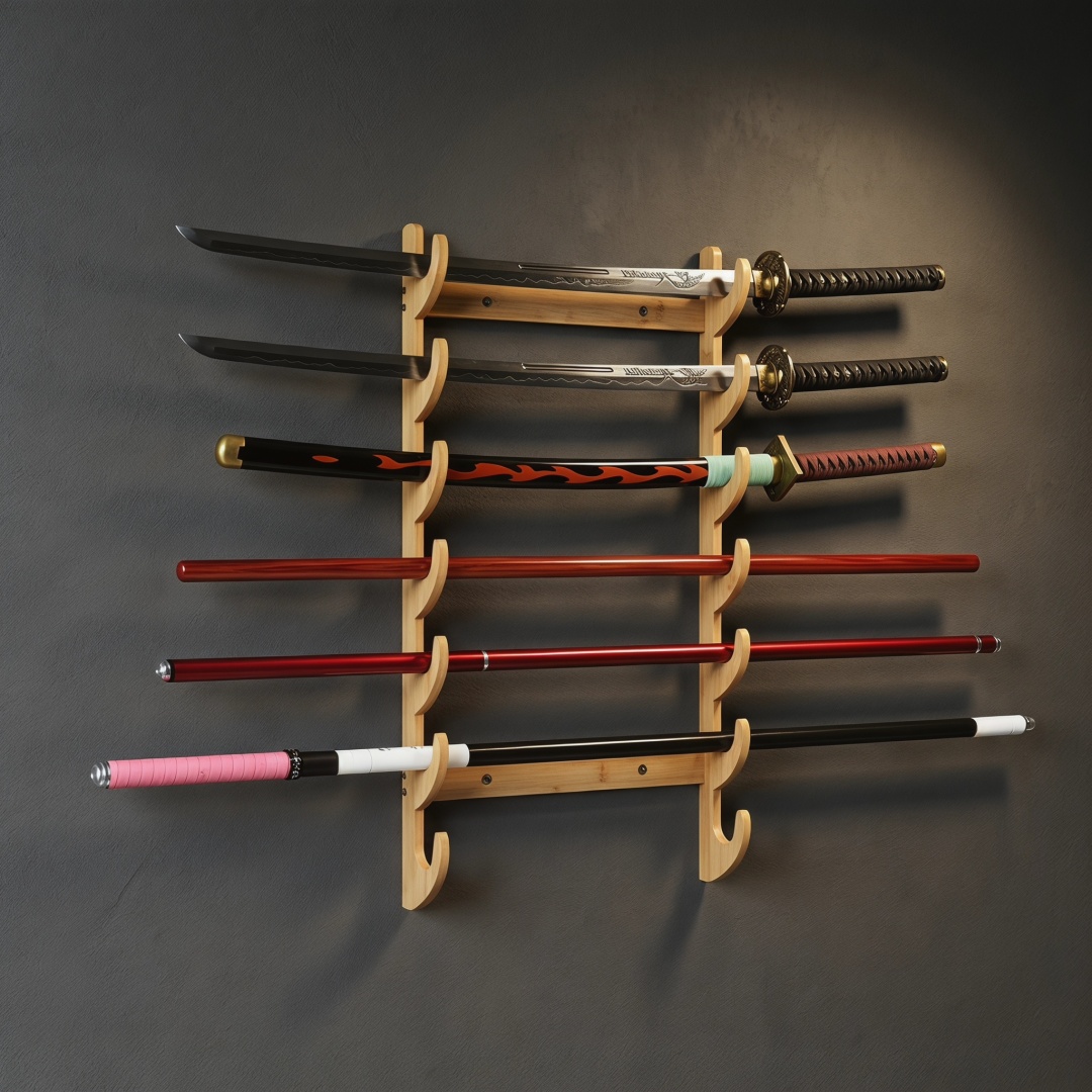 8-Layers Wall Sword Storage Sh - Anime Cosplay Katana 评论和价格