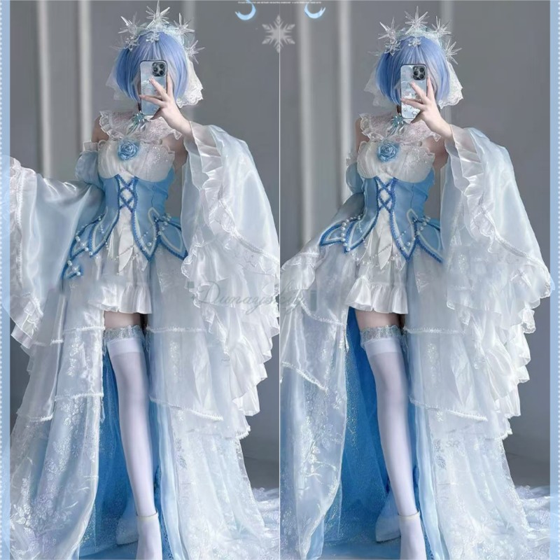Halloween Costume Adults Anime - Re Zero Rem Wig 评论和价格